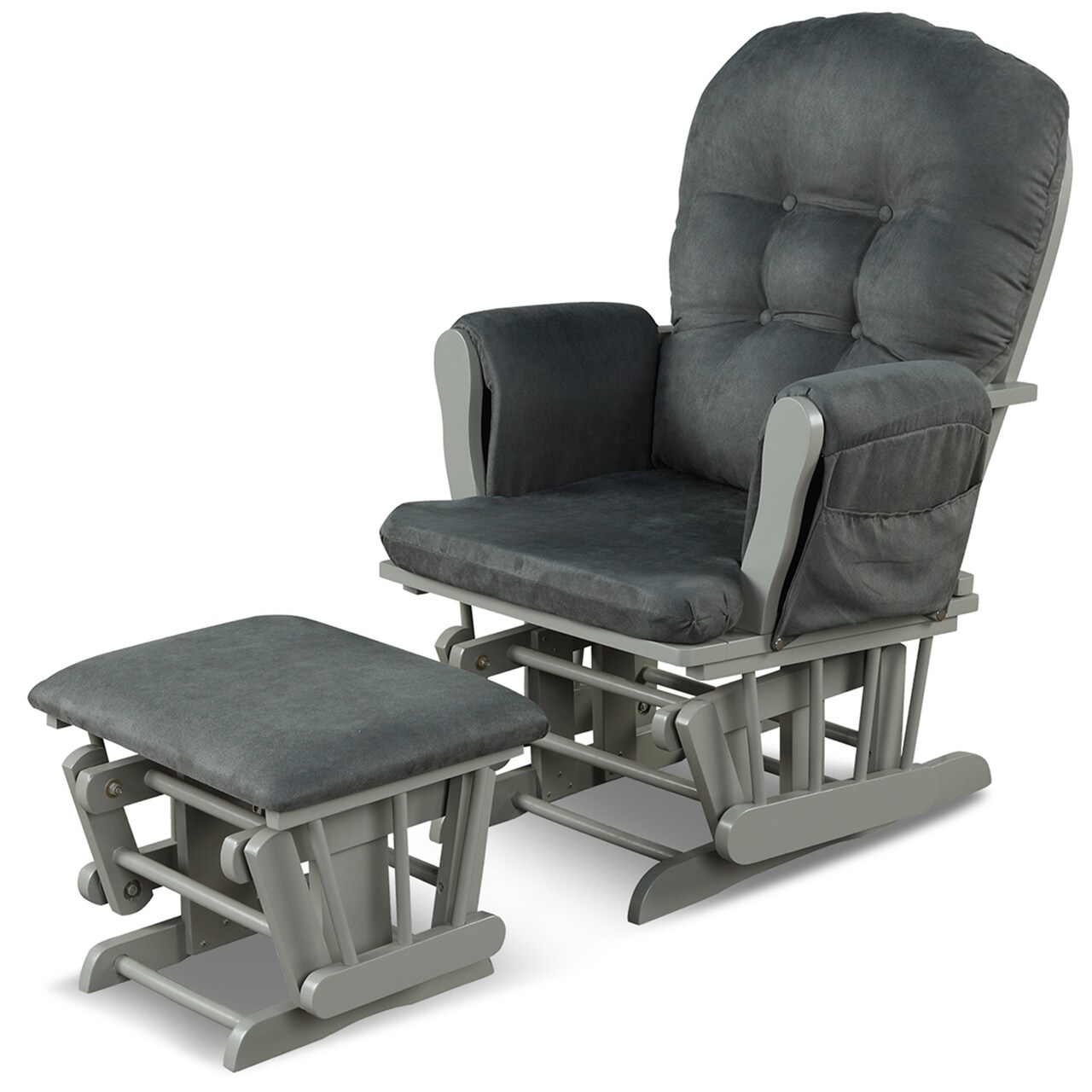 Costway Glider and Ottoman Cushion Set Wood Baby Nursery Rocking Chair Beige/Brown/Dark Grey/Light Grey/Pink/Grey